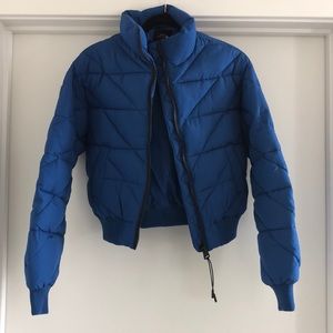 Urban outfitters blue puffer crop jacket